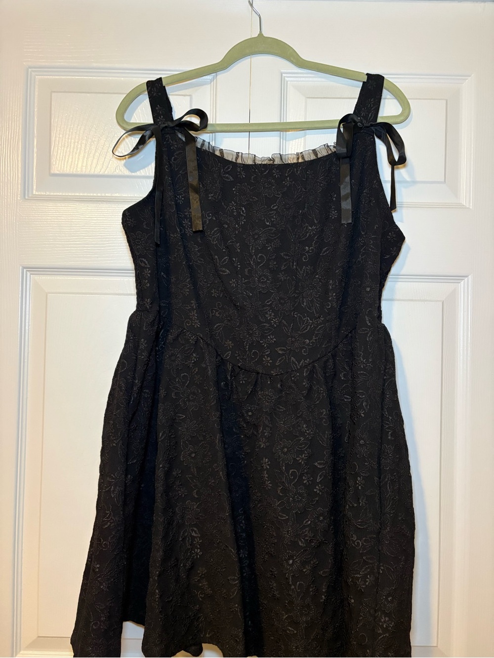 Black Floral Tie-Shoulder Dress